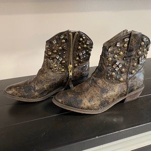 Bling Distressed Cowboy Bootie